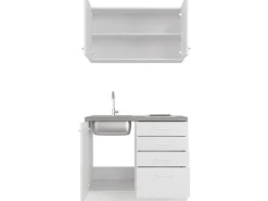Discount Miniküche Lucca 100 cm Weiß matt - Caledonia Miniküchen|Single-Küchen