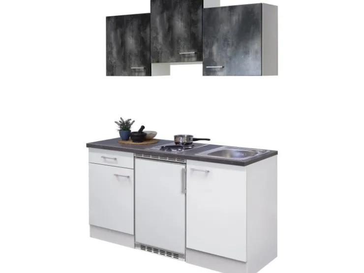 Hot Flex-Well Classic Singleküche Lucca 150 cm Weiß-Caledonia