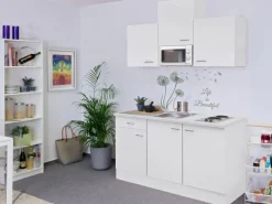 Outlet Singleküche Wito 150 cm breit Weiß Single-Küchen|Pantryküchen