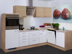 Online Flex-Well Classic Winkelküche Florida 280x170 cm Weiß-Sonoma Eiche Nachbildung