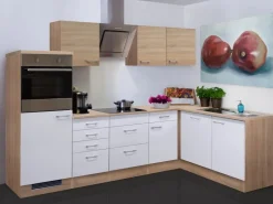 Online Flex-Well Classic Winkelküche Florida 280x170 cm Weiß-Sonoma Eiche Nachbildung