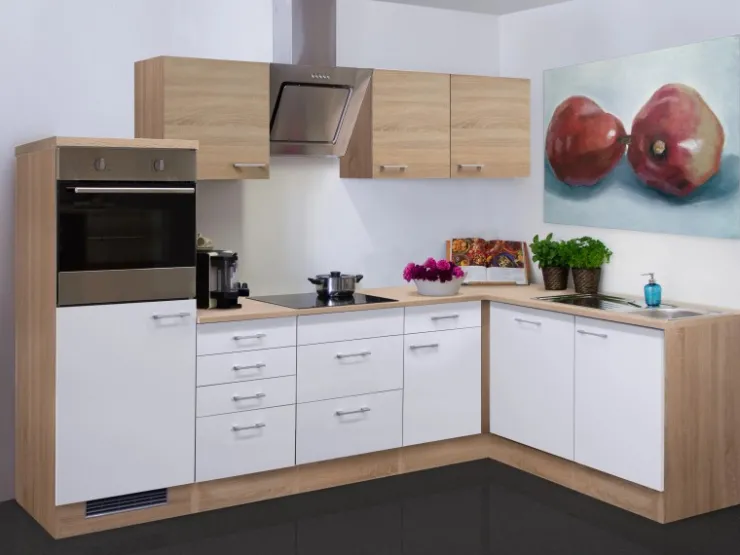 Online Flex-Well Classic Winkelküche Florida 280x170 cm Weiß-Sonoma Eiche Nachbildung