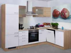 Flex-Well Classic Winkelküchen|Kühlschränke<Winkelküche Florida 280 cm Sonoma Eiche-Weiß