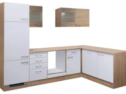 Flex-Well Classic Winkelküchen<Winkelküche Florida 280 cm ohne E-Geräte Sonoma Eiche-Weiß