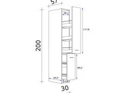Flex-Well Exclusiv Küchenschränke<Apothekerhochschrank Orlando 30cm Kaschmir glanz-Sonoma Eic