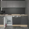 Best Flex-Well Exclusiv Büroküche Morena 210 cm Basaltgrau matt-San Remo Eiche hell
