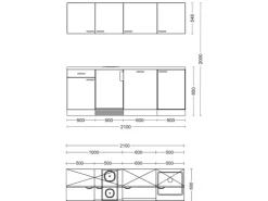 Flex-Well Exclusiv Kochfelder|Single-Küchen<Büroküche Morena 210 cm Basaltgrau matt-San Remo Eiche hell