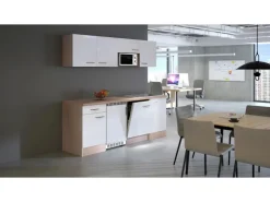 Flex-Well Exclusiv Einbauküchen<Büroküche Valero 210 cm Hochglanz Weiß-Sonoma Eiche