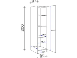 Flex-Well Exclusiv Küchenschränke<Geschirrschrank Orlando 50cm Kaschmir Glanz-Sonoma Eiche