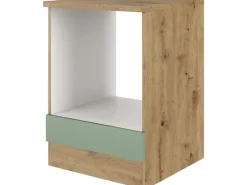 Discount Herdumbauschrank Cara 60cm Schilfgrün matt - Artisan Eiche Herde