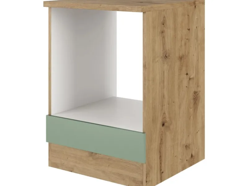 Discount Herdumbauschrank Cara 60cm Schilfgrün matt - Artisan Eiche Herde