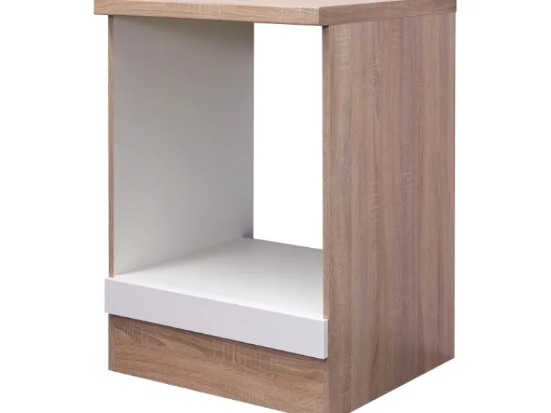 Outlet Herdumbauschrank Valero 60cm Hochglanz Weiß-Sono. Eiche Herde|Küchenschränke