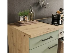 Best Flex-Well Exclusiv Küche 1701-016 Cara 220 cm Schilfgrün matt - Artisan Eiche