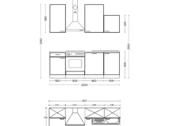 Best Flex-Well Exclusiv Küche 1701-016 Cara 220 cm Schilfgrün matt - Artisan Eiche