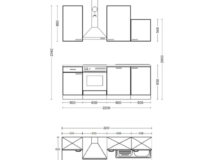 Best Flex-Well Exclusiv Küche 1701-016 Cara 220 cm Schilfgrün matt - Artisan Eiche