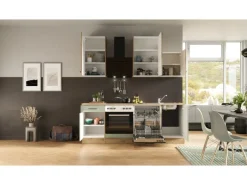 Clearance Küche 1701-017 Cara 220 cm Schilfgrün matt - Artisan Eiche Einbauküchen|Küchenschränke