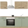 Outlet Flex-Well Exclusiv Küche 1601-036 Cara 210 cm Schilfgrün matt - Artisan Eiche