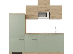 Hot Flex-Well Exclusiv Küche 1602-002 Cara 210 cm Schilfgrün matt - Artisan Eiche