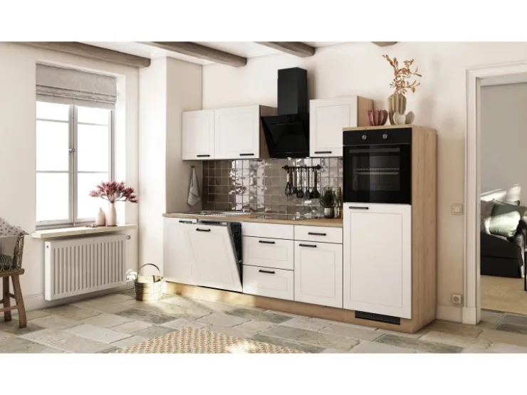 Best Flex-Well Exclusiv Küche 2327-019 Julia 280 cm Weiß matt-Cosmopolitan Eiche