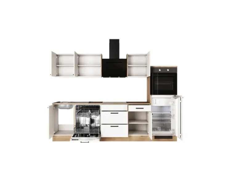 Best Flex-Well Exclusiv Küche 2327-019 Julia 280 cm Weiß matt-Cosmopolitan Eiche