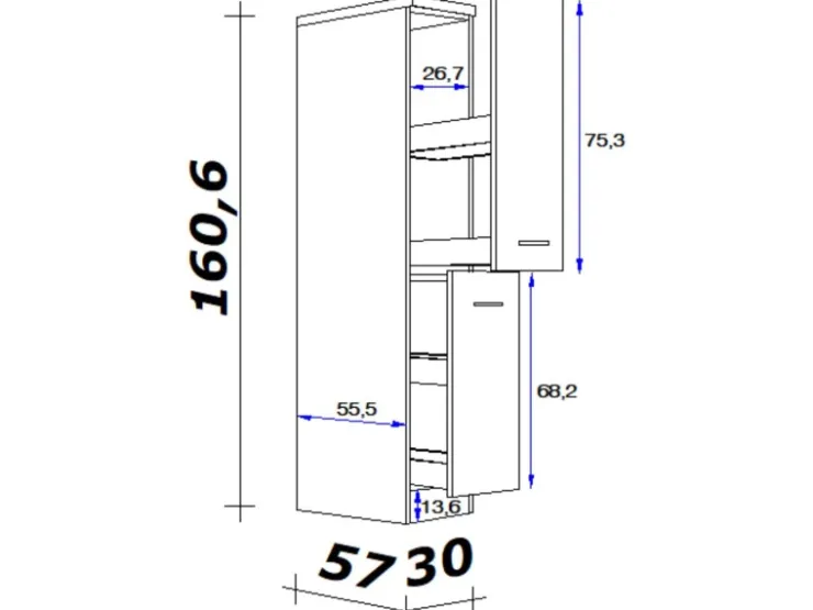 Flex-Well Exclusiv Küchenschränke<Küchen-Apothekerschrank Vintea 30cm Magnolie-Lancelot Oak