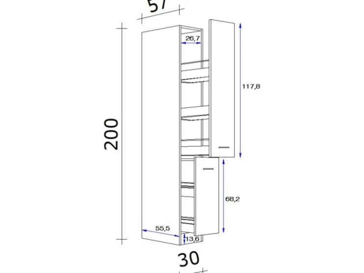 Flex-Well Exclusiv Küchenschränke<Küchen-Apotheker-Küchen-Hochschrank Joelina 30 cm Weiß