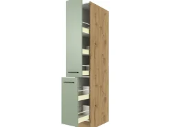 Best Küchenapothekerhochschrank Cara 30cm Schilfgrün-Artisan Eiche Küchenschränke
