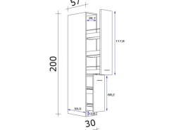 Best Küchenapothekerhochschrank Cara 30cm Schilfgrün-Artisan Eiche Küchenschränke