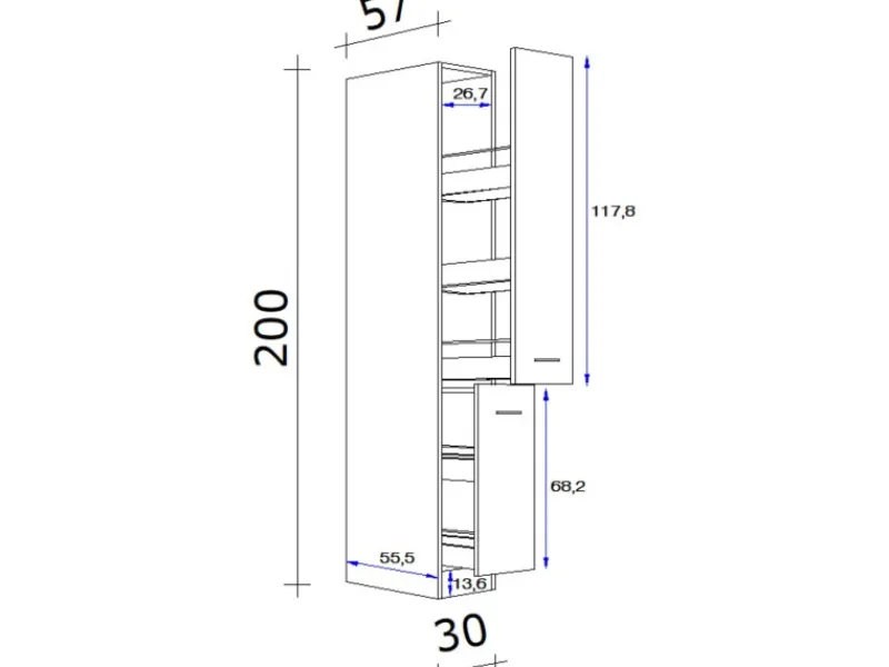 Best Küchenapothekerhochschrank Cara 30cm Schilfgrün-Artisan Eiche Küchenschränke
