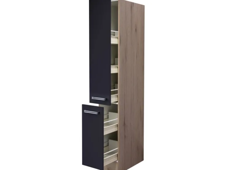 Sale Flex-Well Exclusiv Küchen-Apothekerhochschrank Lara 30cm Anthra.-San Remo Eiche Anthrazit