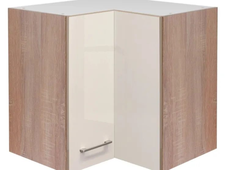 New Flex-Well Exclusiv Küchen-Eck-Hängeschrank Orlando 60 cm x 60 cm Kaschmir Glanz