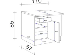 Küchen-Eck-Unterschrank Vintea 110x60cm Magnolie-Lancelot Oak Küchenschränke