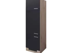 Flex-Well Exclusiv Kühlschränke<Küchen-Geräteumbauschrank Lara 60 cm -San Remo Eiche Anthrazit