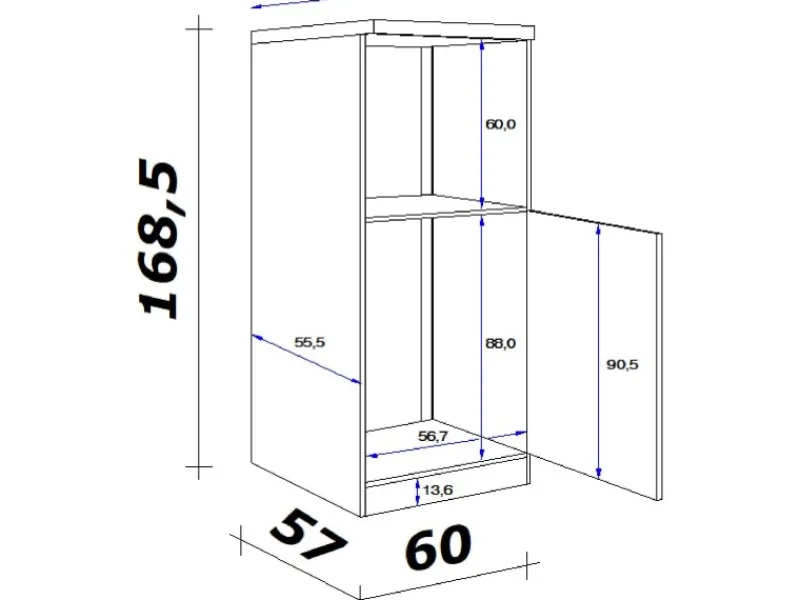 Outlet Küchen-Geräteumbauschrank Joelina 60 cm Weiß Küchenschränke