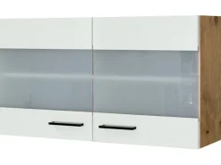 Online Flex-Well Exclusiv Küchen-Glas-Oberschrank Vintea 100cm Magnolie - Lancelot Oak