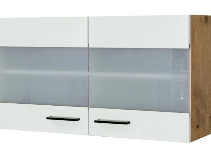 Online Flex-Well Exclusiv Küchen-Glas-Oberschrank Vintea 100cm Magnolie - Lancelot Oak