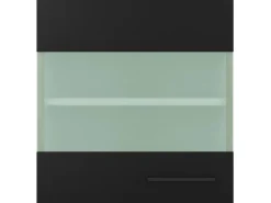 Flex-Well Exclusiv Küchenschränke<Küchen-Glas-Oberschrank Capri 50 cm Schwarz Matt-Endgrain Oak
