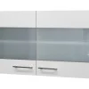 Discount Küchen-Glas-Hängeschrank Joelina 100 cm Weiß Küchenschränke