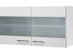 Discount Küchen-Glas-Hängeschrank Joelina 100 cm Weiß Küchenschränke