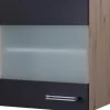 Discount Flex-Well Exclusiv Küchen-Glas-Hängeschrank Lara 50 cm Anthrazit-San Remo Eiche