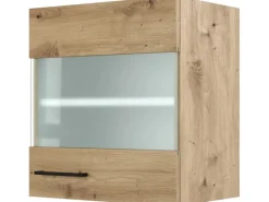 Sale Küchen-Glas-Oberschrank Cara 50cmx55cm Artisan Eiche Küchenschränke