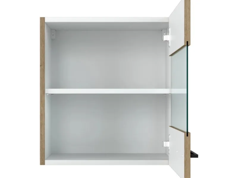 Sale Küchen-Glas-Oberschrank Cara 50cmx55cm Artisan Eiche Küchenschränke