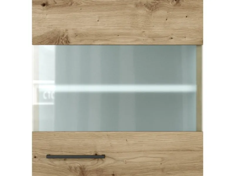 Sale Küchen-Glas-Oberschrank Cara 50cmx55cm Artisan Eiche Küchenschränke