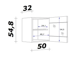 Sale Küchen-Glas-Oberschrank Cara 50cmx55cm Artisan Eiche Küchenschränke