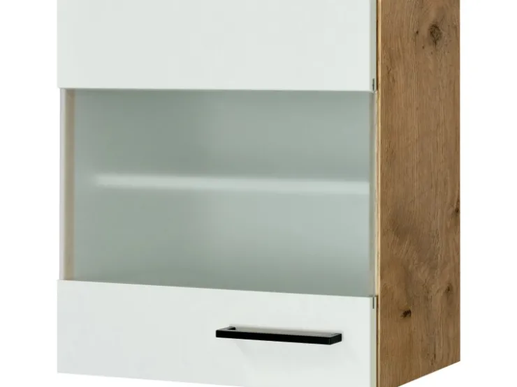 Online Flex-Well Exclusiv Küchen-Glas-Oberschrank Vintea 50cm Magnolie-Lancelot Oak
