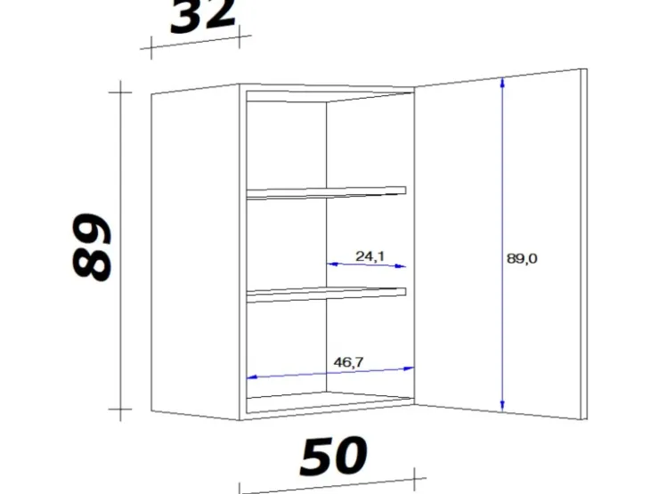 Flex-Well Exclusiv Küchenschränke<Küchen-Hängeschrank Lara 50x89cm Anthrazit-San Remo Eiche