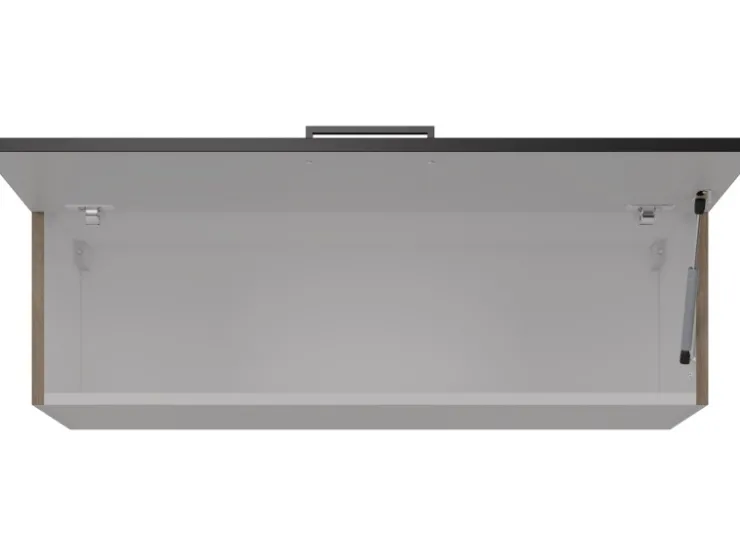 Best Flex-Well Exclusiv Küchen-Kurz-Oberschrank Capri 100x32cm Schwarz-Endgrain Oak