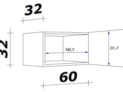 Flex-Well Exclusiv Küchenschränke<Küchen-Kurz-Hängeschrank Orlando 60 cm x 32 cm Kaschmir Glanz