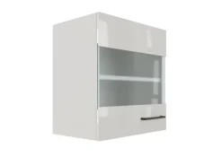 New Küchen-Oberschrank Lund 50x89cm Lichtgrau glänzend-Rauchgrau Küchenschränke
