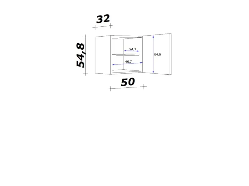 Online Küchen-Oberschrank Lund 50x55cm Lichtgrau glänzend-Rauchgrau Küchenschränke